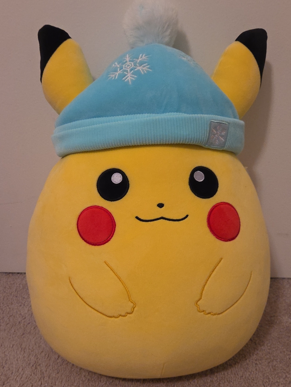 Squishmallows Yellow Pikachu Holiday Tag Plush